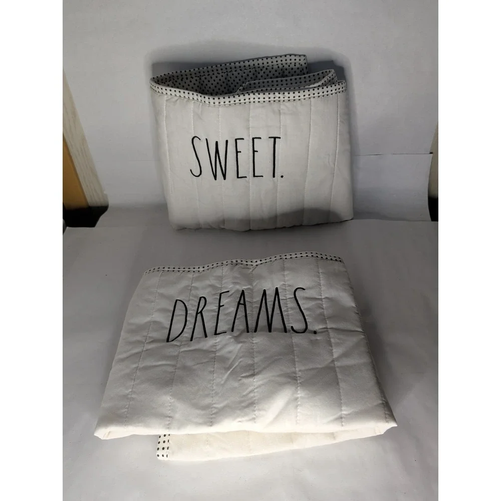 Rae Dunn White Quilted Standard Pillow Shams - Sweet Dreams